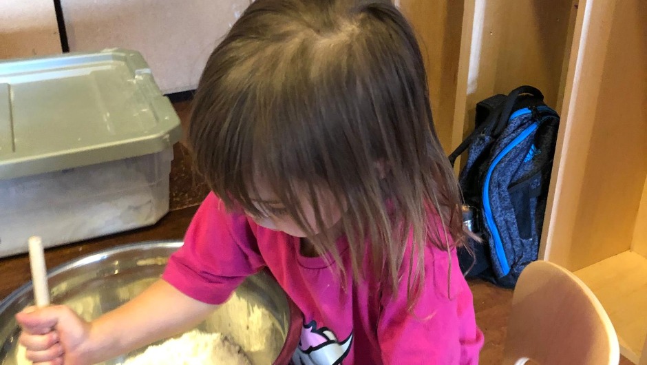 Child working on a painting